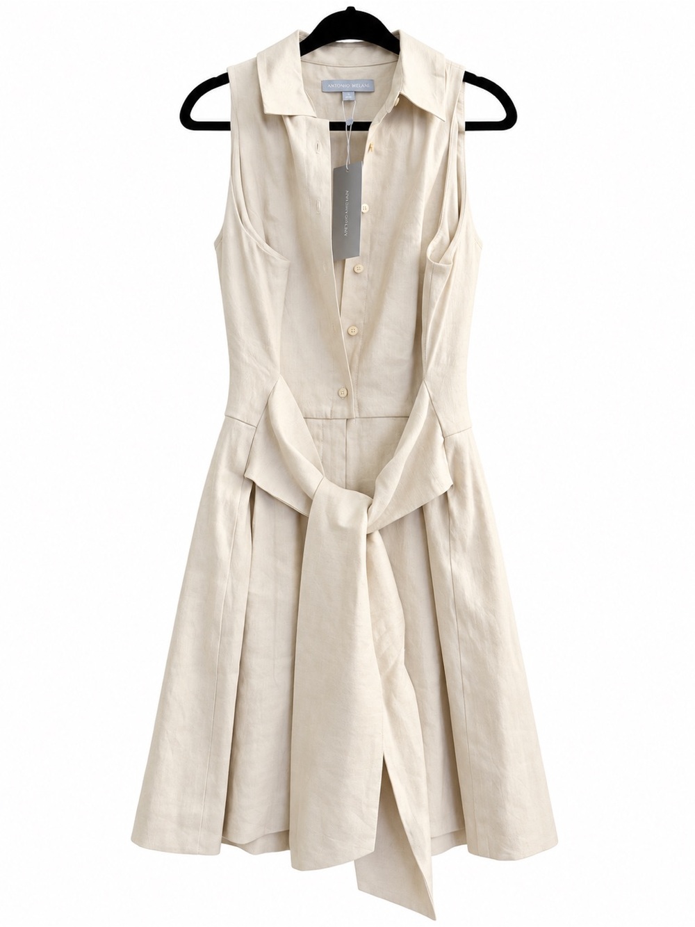ANTONIO MELANI Ivory Sleeveless Tie-Waist Romper